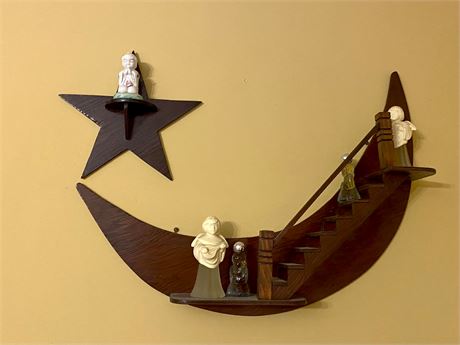 Star and Moon Wood Wall Display