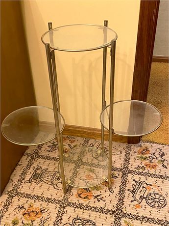 Three-tier Brass and Glass Plant Stand