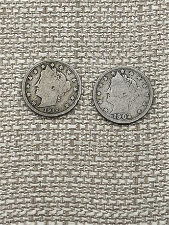 Two (2) Liberty Nickels