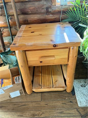 Custom Rustic Log Night Stand