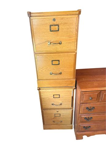 Two (2) Wood Filing cabinets
