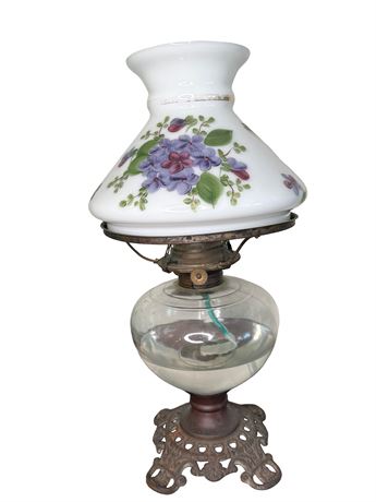 Waterbury Glass "Gone with the Wind" Style Hurricane Oil Lamp