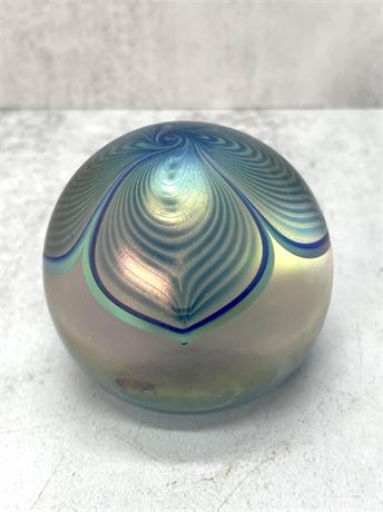Stuart Abelman Iridescent Art Glass Paperweight