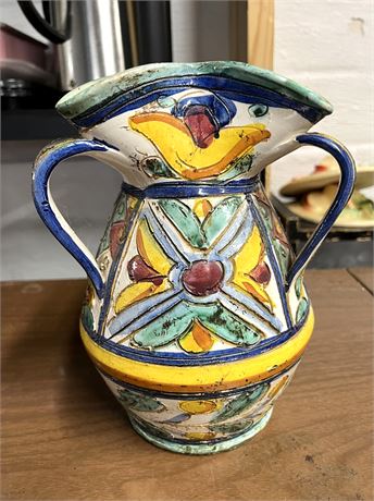 Italian Majolica Pottery Vase