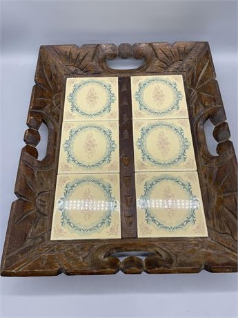 Carved Wood Serving Tray