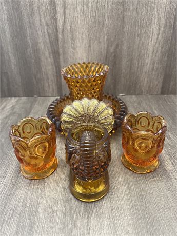 Amber Glass Candle Holders