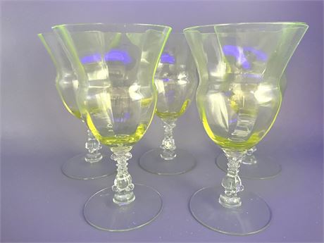 Uranium Glass Wine Goblets