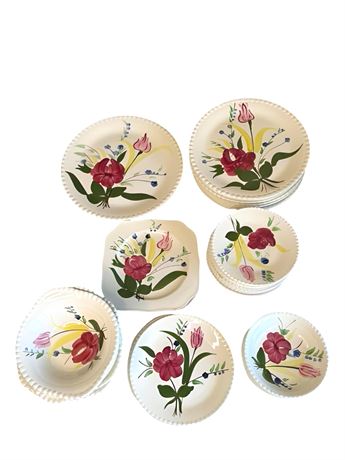 Blue Ridge Southern Potteries Blueball Bouquet Pattern Plates