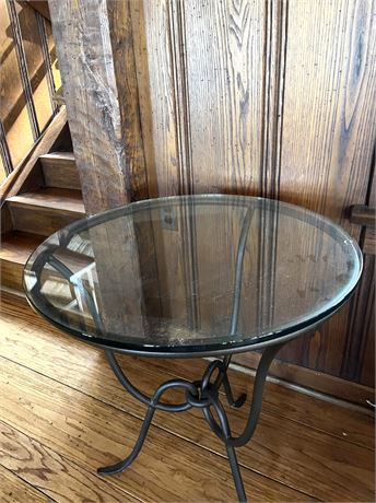 Heavy Wrought Iron Glass Round Bistro Table