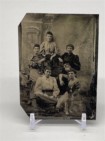 Tintype of a Family With a Dog