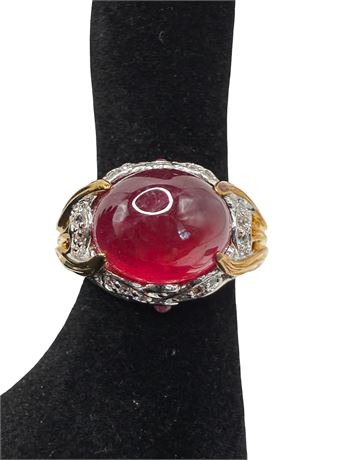 Sterling Silver Gold Plate Ruby Ring