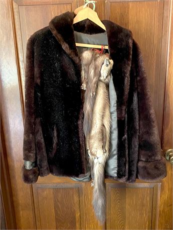 Women's Real Fur Coat and Shawl