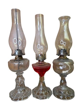 Three (3)  Kerosene Oil Lamps