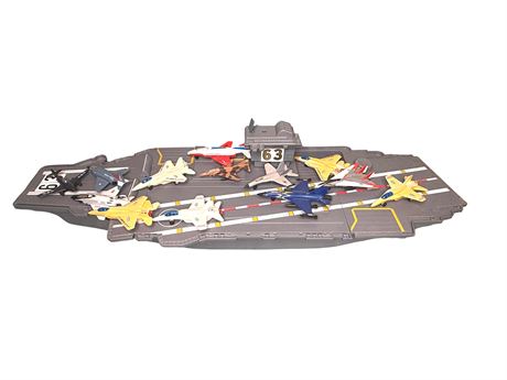 1998 Redbox Aircraft Carrier w/ Diecast and Plastic Model Fighter Jets