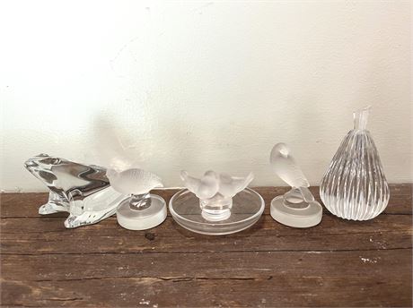 Lalique Crystal Doves and Other Crystal Lot