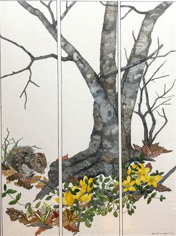Kathy Crowther Squirrel Original Watercolor Painting