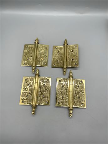 Four (4) Heavy Brass Hinges