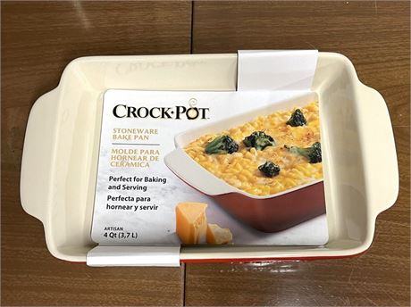 NEW Crock-Pot 4 Qt Stoneware Bake Pan