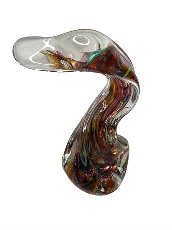 Large Abstract Contemporary Glass Sculpture Signed
