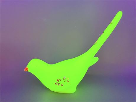 Custard Uranium Glass Bird