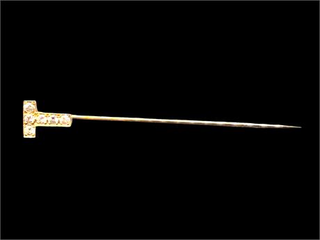 14kt Yellow Gold Diamond "T" Pin