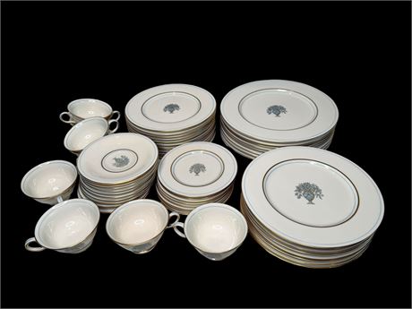 Castleton Dorset USA Porcelain China Set Pastel Blue/Gold