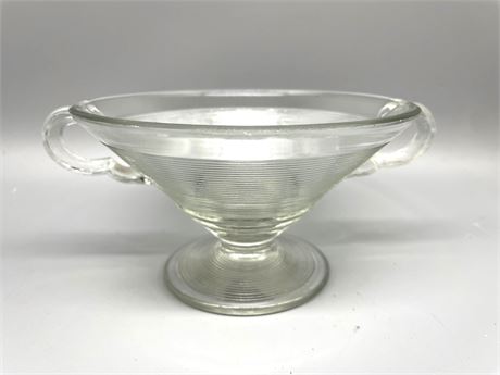 MCM Clear Glass Ribbed Bowl