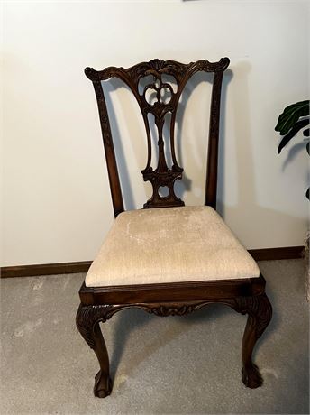 Carved Wood Claw Foot Armchair
