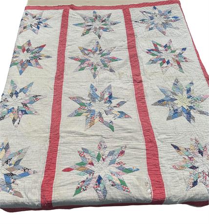 Vintage Starburst Quilt as Found — Cutter / Craft Quilt