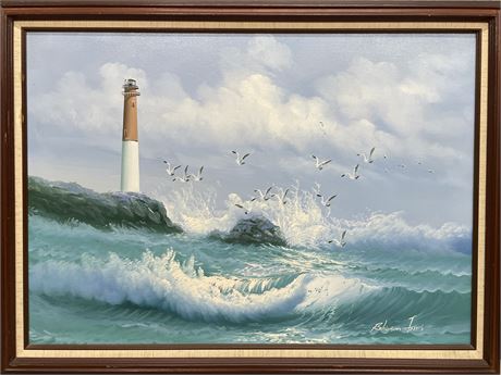 Robinson Jones Lighthouse Oil on Canvas