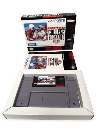 Bill Walsh College Football (Super Nintendo, 1994) Box Manual Complete CIB