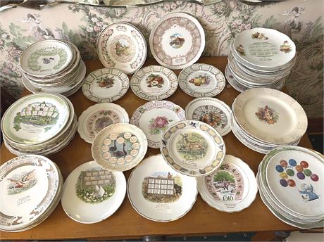 Antique Calendar Plates Large Lot Assorted