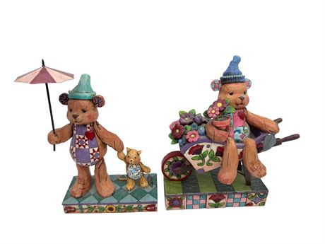 Jim Shore Heartwood Creek "Hand in Hand" & "Flower Bear" Figures