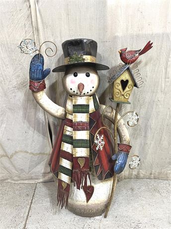 48" Tall Metal Snowman Display