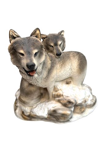 Vintage Hand Carved Wax Wolf Sculpture Figure Candle