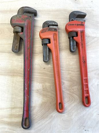 Three (3) Pipe Wrenches