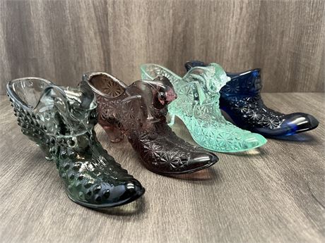 Four (4) Fenton Glass Shoes