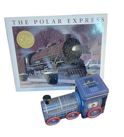 The Polar Express book and Locomotive Tin