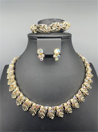Aurora Borealis Necklace, Bracelet, and Earrings