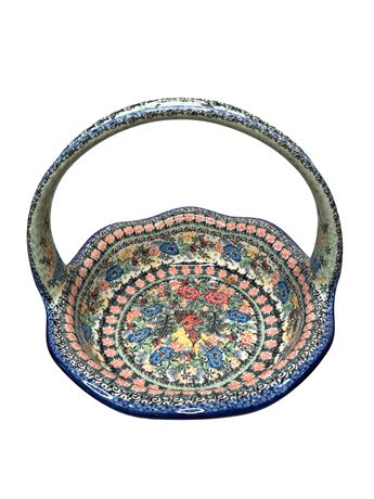 Boleslawiec Polish Pottery Unikat Basket "Romantic Fascination" #4054