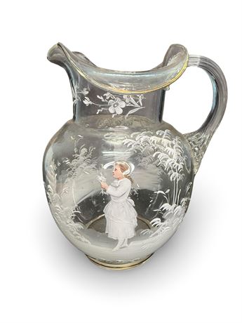 Mary Gregory Antique Glass Pitcher
