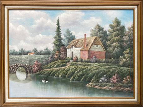 K. Hoskin Cottage Oil on Canvas