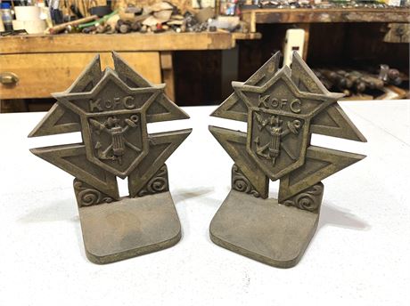 Knights of Columbus Bronze Bookends