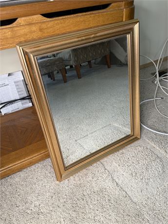 Rectangular Wall Mirror with Gold Trim