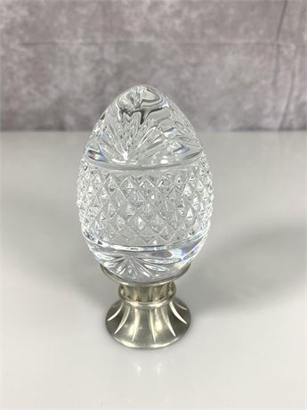 Crystal Egg Paperweight w/ Pewter Base
