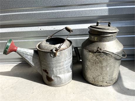 Vintage Metal Milk and Gardening Cans