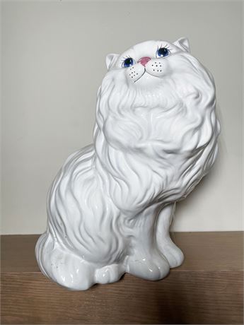 Large White Ceramic Cat Statue