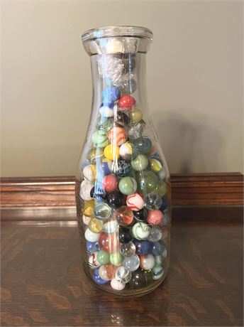 Jar with Vintage Glass Marbles