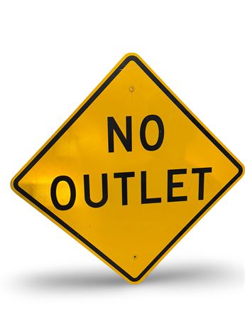 41" x 41" No Outlet Yellow Metal Road Sign