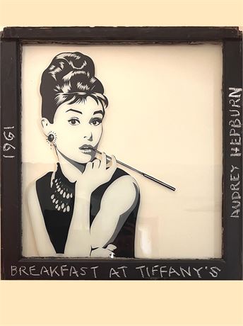 Tim Carmaney Reverse Painted Audrey Hepburn Art Window